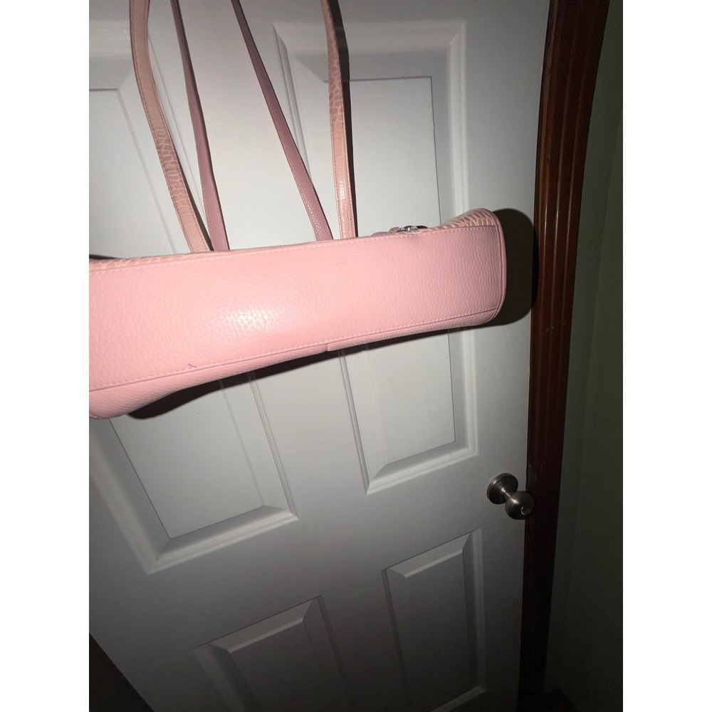 Brighton Light Pink Mauve Croc Embossed Leather Shoulder Bag Heart Charm Floral - Picture 4 of 9